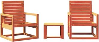 vidaXL Juego De Muebles Jard&iacute;n 3 Pzas Madera Maciza Pino Marr&oacute;n Cera Vidaxl