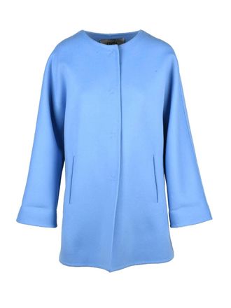 Cinzia Rocca Light Blue Virgin Wool Snap Coat