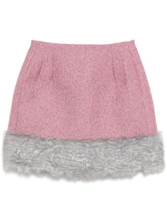 Msgm faux-fur skirt - women - Virgin Wool/Recycled Cotton/Cotton/Polyester - 38 - Pink