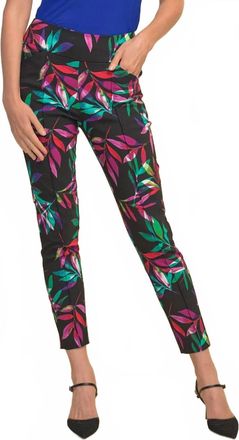Joseph Ribkoff Front Seam Print Pant In Black Multi