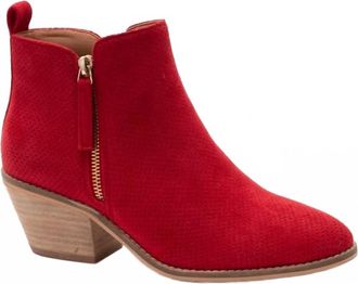 Corkys Footwear Womens Spooktacular Bootie In Red Suede
