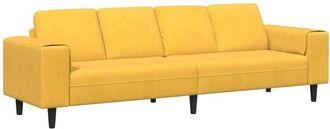 vidaXL Fabric Sofa with Cushion Light Yellow Corduroy fabric vidaXL