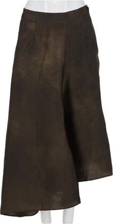 Uma Wang Brown Asymmetrical Hemline Flared Midi Skirt