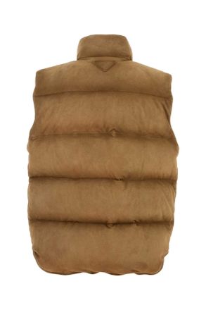 Prada Mens Biscuit Suede Sleeveless Down Jacket Sigaro Piumini