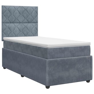 vidaXL Letto Box Spring Con Materasso Grigio Scuro 90 X 200 Cm Velluto Vidaxl