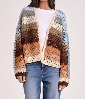 Elan Stripe Sweater Cardigan In Neutral Multi