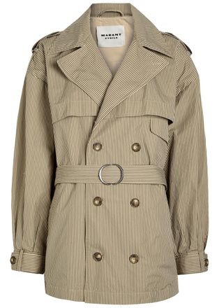 Isabel Marant Isabel Marant &eacute;toile Claya Striped Belted Cotton Jacket - Beige - 34 (UK6 / XS)