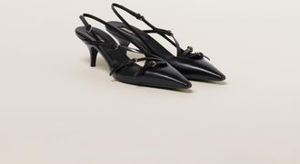 Miu Miu Brushed leather slingbacks with buckles