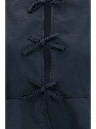 Ganni Womens Cotton Poplin Blouse With Bows Black Jacket