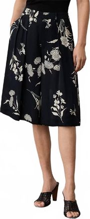 Ralph Lauren Averey Wild Flower Printed Pleated Shorts In Black Cream