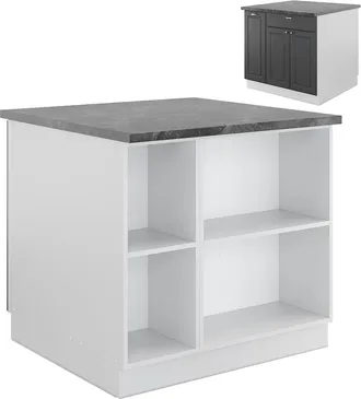 Vicco Isla De Cocina Fame-line, Antracita-oro/blanco, 90 Cm Con Caj&oacute;n, Sin Encimera, Vicco