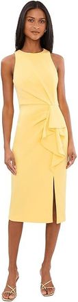Adrianna Papell Halter Ruffle Midi Dress Womens Dress Warm Sun : 10, Elastane/Polyester