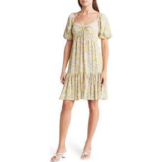 Lovestitch Cinched Bodice Mini Dress in Blue/Lemon at Nordstrom Rack, Size X-Small