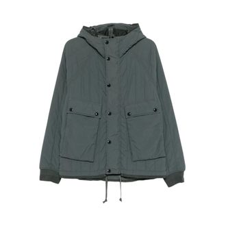 C.P. Company Winter Jackets, male, Green, Size: L Quilted Hooded Outerwear with Drawstring Hem