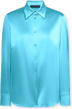 Elena Miro Overhemden, Dames, Blauw, 6Xl, Satijn, Stretch zijden shirt
