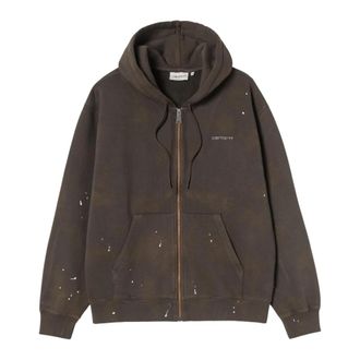 Carhartt Work in Progress Hooded Painter Jacket - Heren - Vesten met rits - Bruin - L - Katoen - Hoodies & sweatvesten