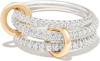 Spinelli Kilcollin sterling silver Nova Petite diamond ring - women - Sterling Silver/Diamond/18kt Yellow Gold - 5 1/2