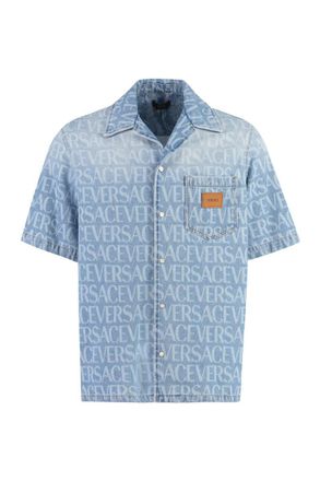 Versace Logo Detail Denim Shirt