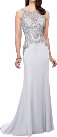 Montage by Mon Cheri Formal Evening Gown Dress In Ice Gray