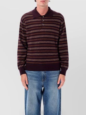 Dunst striped relaxed-fit long-sleeve polo shirt