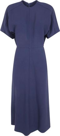 Victoria Beckham Eleanor Midi Jurk - Dames - Casual kleedjes - Blauw - 2XS - Leer - Kleedjes