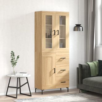 Berkfield Home Highboard Sonoma Oak 69.5x34x180 cm Engineered Wood in Brown
