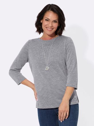 Casual Looks 3/4-Arm-Shirt CASUAL LOOKS 3/4-Arm-Shirt, Damen, Gr. 36, grau (steingrau, ecru, gemustert), 53% Viskose, 42% Polyester, 5% Elasthan, gemustert, Shirts