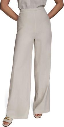 DKNY Linen Blend Wide Leg Pants in Cream at Nordstrom, Size Medium