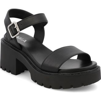 Mia Savy Ankle Strap Platform Sandal in Black at Nordstrom, Size 7.5
