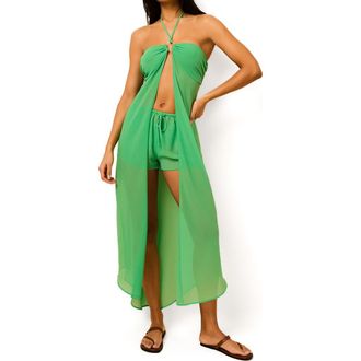 Solid & Striped Maggie Halter Cover-Up in Turtle Green at Nordstrom, Size X-Small