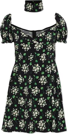 Dolce & Gabbana Short Dresses, female, Black, Size: XS Silk Dress With a Floral Motif