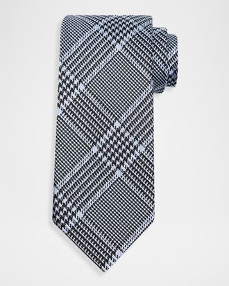 Tom Ford Mens Prince of Wales Grid Check Silk Tie