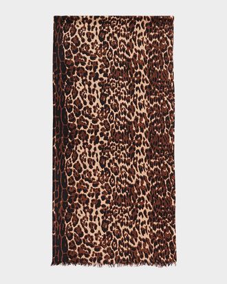Sofiacashmere Lightweight Cashmere Leopard-Print Scarf