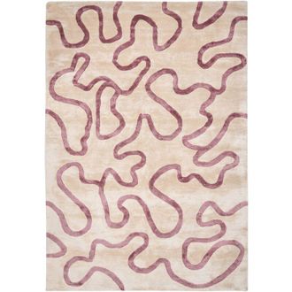 Beliani Beliani - Modern Area Rug Viscose and Wool Handmade Abstract Pattern 160 x 230 cm Beige and Pink Kappar