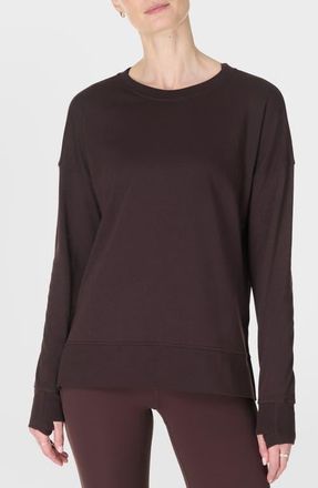Sweaty Betty After Class Stripe Longline Sweatshirt in Sable Brown at Nordstrom, Size Xx-Large