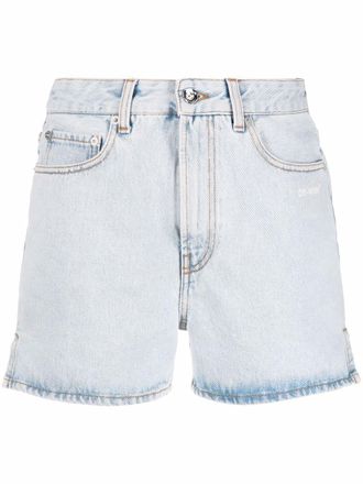Off-white Diag-print denim shorts - Blue