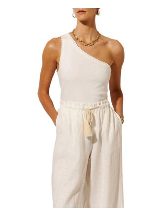 Kivari Tallulah One Shoulder Tank Top In Ivory