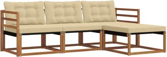 vidaXL Conjunto De Sof&aacute;s De Exterior 4 Uds. Natural Y Beige Vidaxl