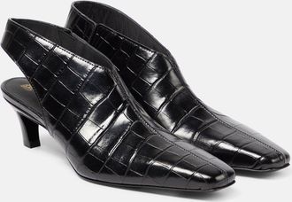 Toteme The Mid Heel Croco leather slingback pumps