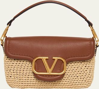 Valentino Garavani Viscose Raffia & Leather Top-Handle Bag