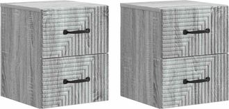 vidaXL Mesita De Noche De Pared 2 Uds. Gris Sonoma 34,5 X 33 X 40 Cm Vidaxl
