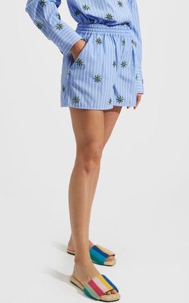 La DoubleJ Pull-Up Shorts Third Eye Embroidered Light Blue in Third Eye Light Blue at Nordstrom, Size X-Large