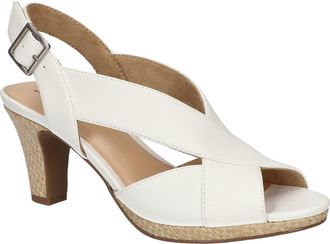 Easy Street Christy Sandal in White With Natural Woven at Nordstrom Rack, Size 7.5