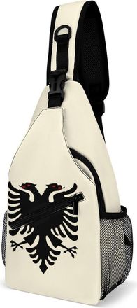 Generic Albanian Flag Mens Shoulder Bags Sling Crossbody Backpack Travel Hiking Chest Bag with Small Side 38x20cm
