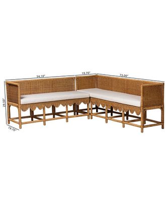 Baxton Studio Seranay Bohemian Scallop Rattan 2Pc Dining Nook Set