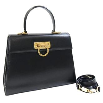 Ferragamo Pre-owned Handbags, female, Black, Size: ONE SIZE Pre-owned Leather Handbag