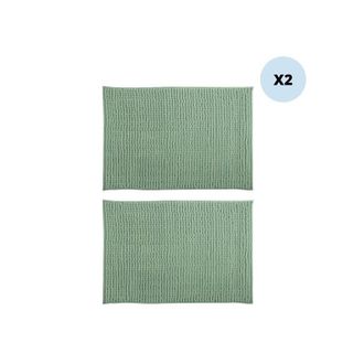 MSV Juego De 2 Alfombras De Ba&ntilde;o De Microfibra Chenille 40x60 Cm Verde Albahaca Msv