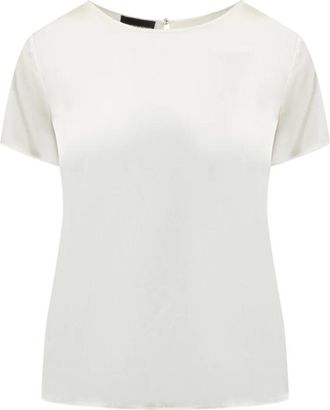 Emporio Armani Korte mouwen zijden satijnen blouse - Dames - Blouses - Wit - XL - Satijn - Overhemden