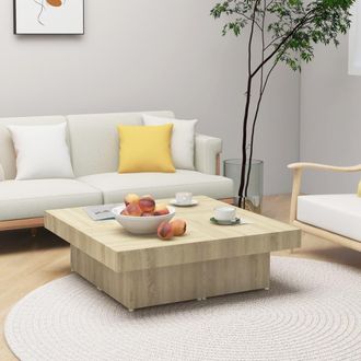 vidaXL Vidaxl - Mesa De Centro Madera Contrachapada Roble Sonoma 90x90x28 Cm
