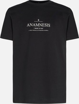 Brunello Cucinelli Mens Anamnesis Text T-shirt Black - Size: 38